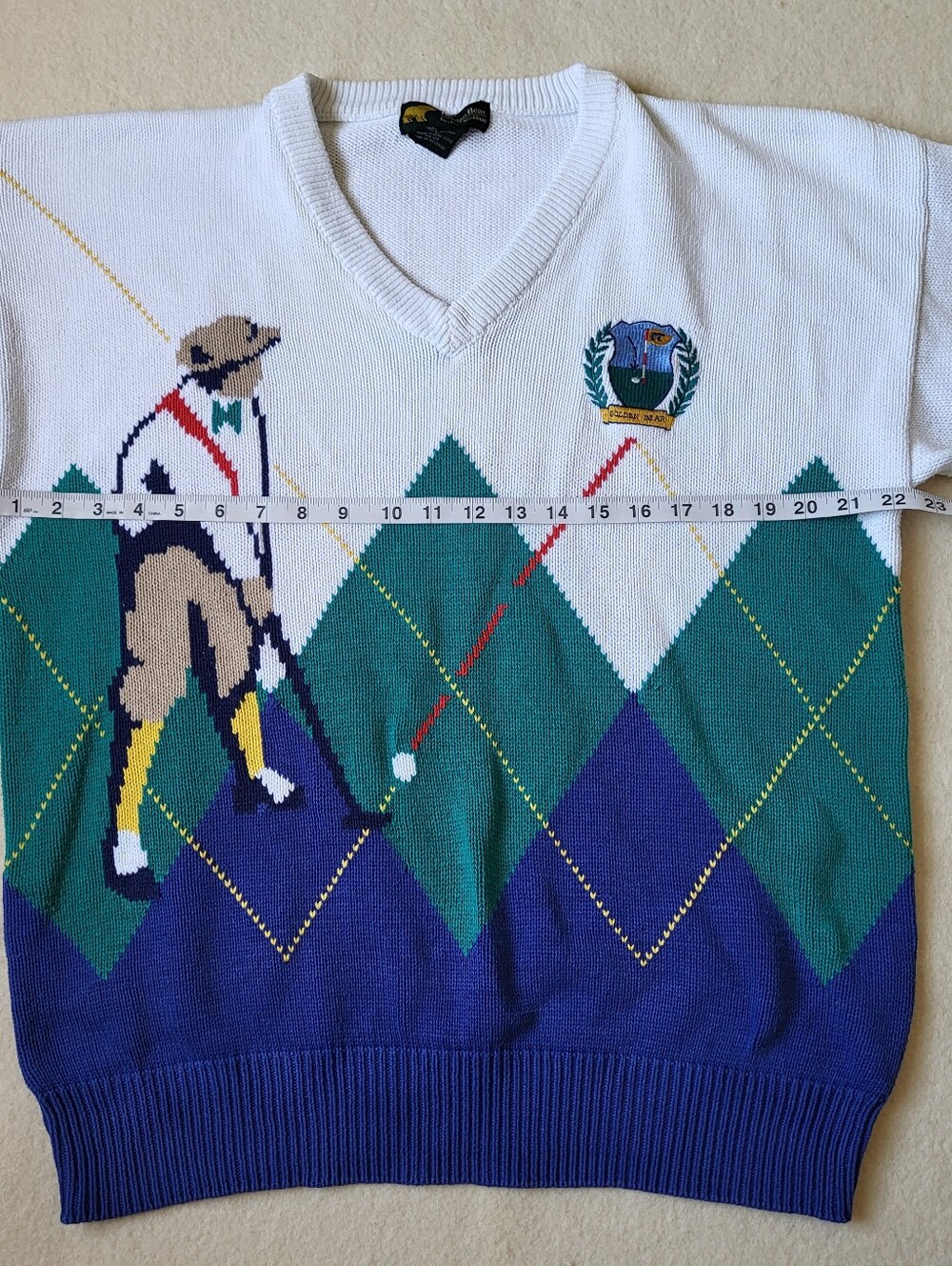 Vintage Golden Bear By Jack Nicklaus Golf Sweater Men's Size Large Cotton Knit - Picture 4 of 14